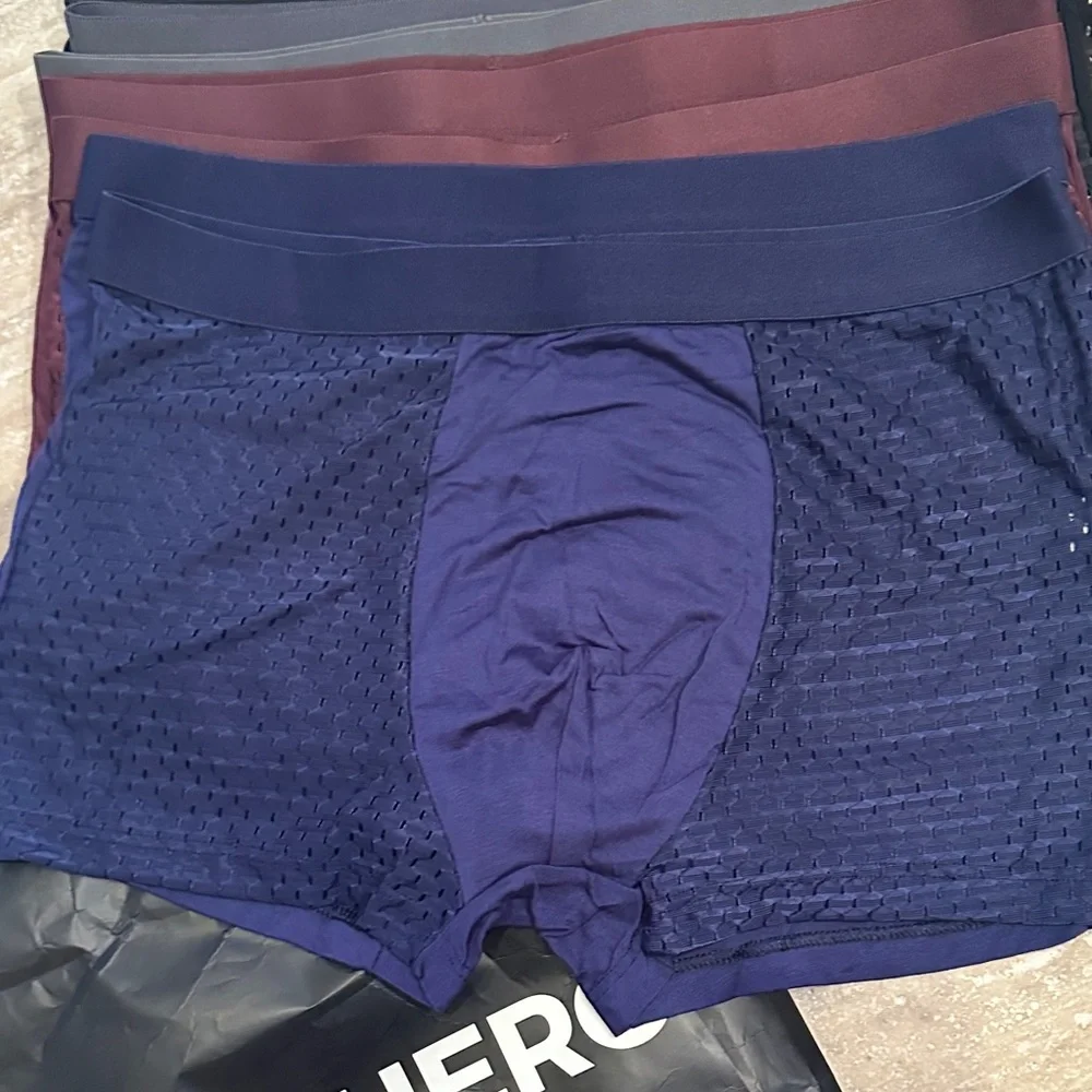 Boxhero Bamboo Men's Boxer Briefs - Navy, Black, gray and Burgundy Set XL